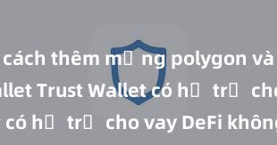 cách thêm mạng polygon vào trust wallet Trust Wallet có hỗ trợ cho vay DeFi không?